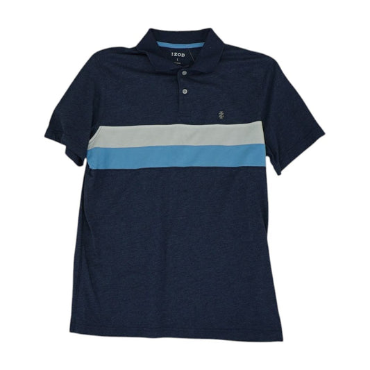 Blue Color Block Short Sleeve Polo