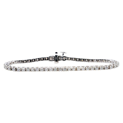 14K White Gold Round Diamond Line Bracelet