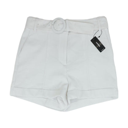 White Solid Shorts