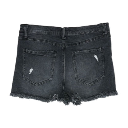 Black Solid Denim Shorts