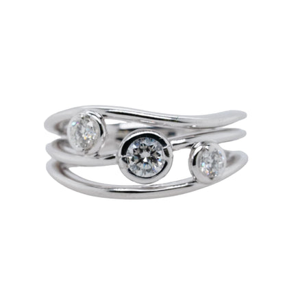 18K White Gold Three Round Diamond Band