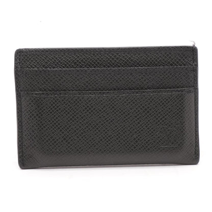 Black Leather Double Cardholder Taiga  Wallet