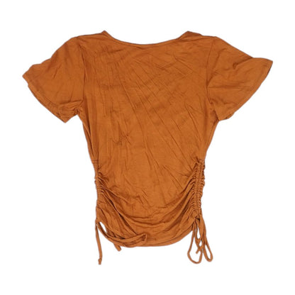 Rust Solid Short Sleeve Blouse