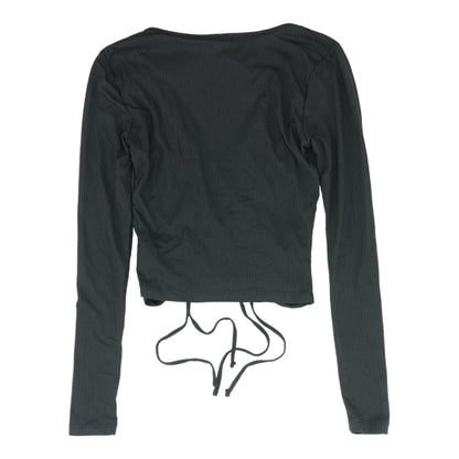 Black Solid Long Sleeve Blouse