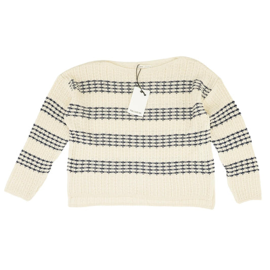 Beige Striped Crewneck Sweater