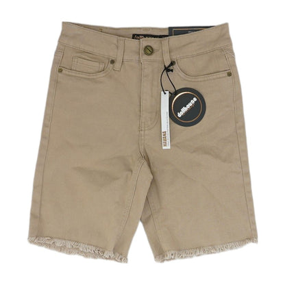 Brown Solid Denim Shorts