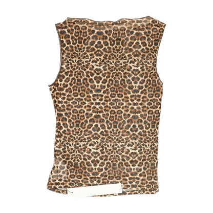 Brown Animal Print Sleeveless Blouse