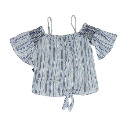 Blue Striped 3/4 Sleeve Blouse