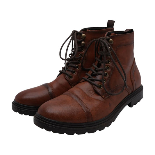 Brown Faux Leather Chukka Boots