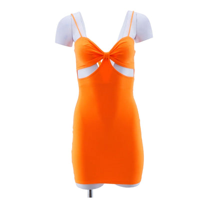 Orange Solid Mini Dress