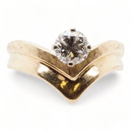 14K Gold Arched Diamond Engagement Ring