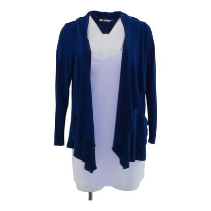 Blue Solid Cardigan Sweater