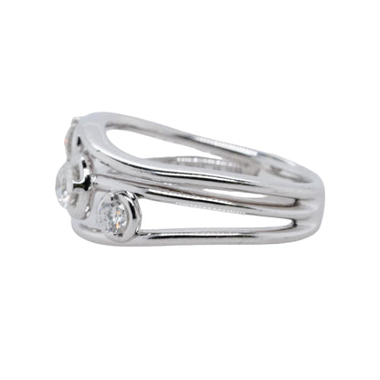 18K White Gold Three Round Diamond Band