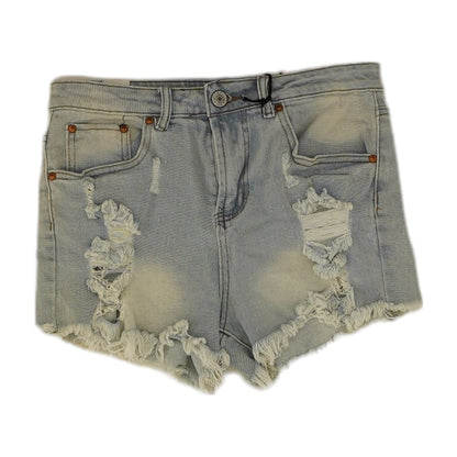 Blue Solid Denim Shorts