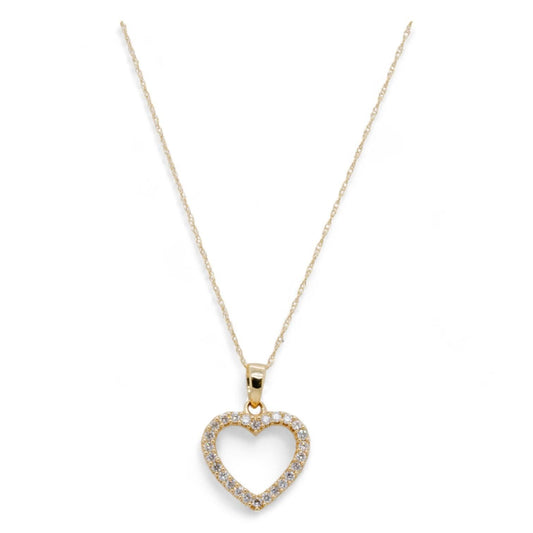 14K Gold Diamond Heart Pendant Necklace