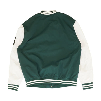 Green Color Block Varsity Jacket