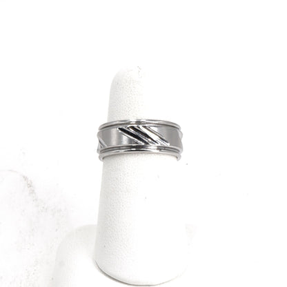 Silver Tone Tungsten Carbide Band