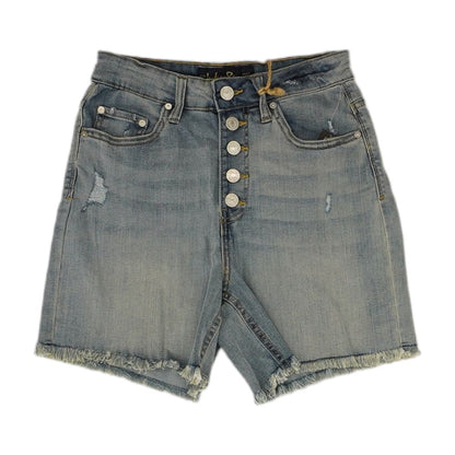 Blue Solid Denim Shorts