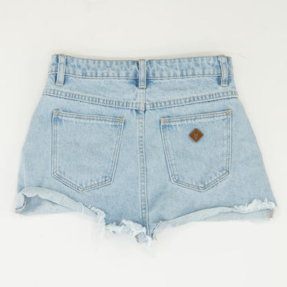 Blue Solid Denim Shorts