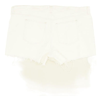 White Solid Denim Shorts