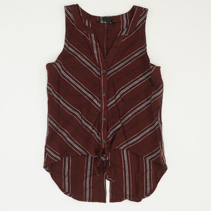 Maroon Striped Sleeveless Blouse