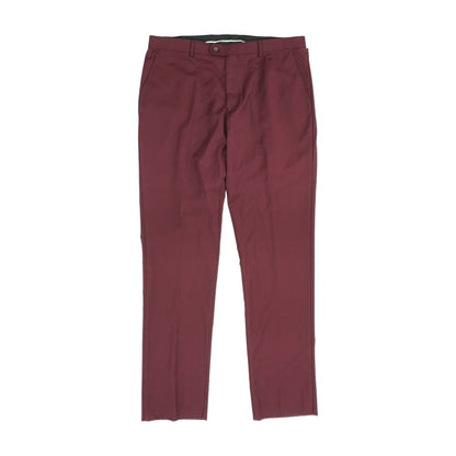 Burgundy Solid Dress Pants