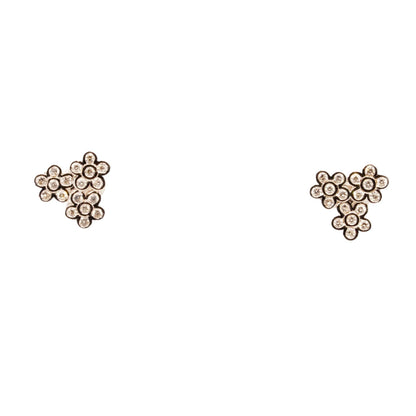 14K White Gold Three Diamond Stud Earrings