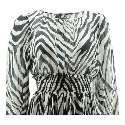 White Zebra Print Silk Chiffon Mini Dress