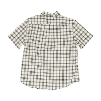 White Plaid Short Sleeve Button Down