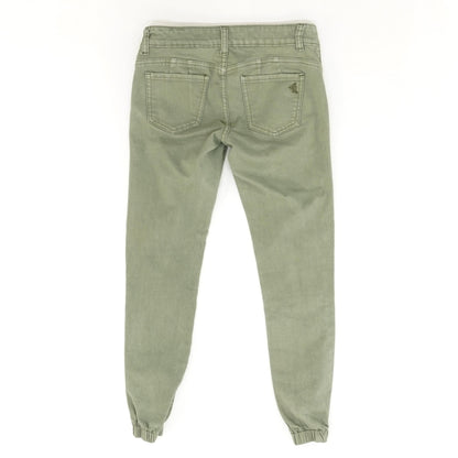 Olive Solid Mid Rise Slim Leg Jeans