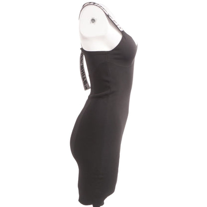 Black Solid Midi Dress