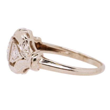 14K White Gold Three Stone Diamond Cocktail Ring