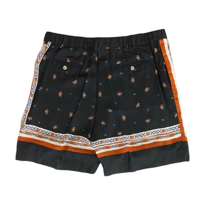 Black Silk Printed Shorts