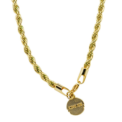 Gold Tone Christ Head Pendant On Rope Chain Necklace