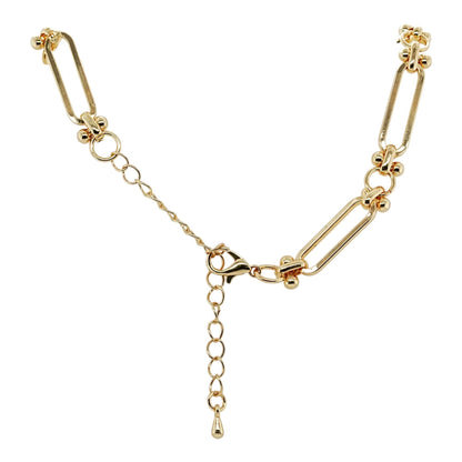 Gold Tone Geometric Paper Clip Chain Necklace