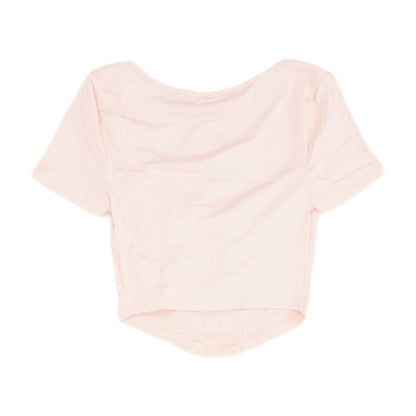 Pink Solid Short Sleeve Blouse