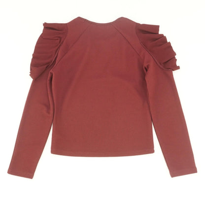 Burgundy Solid Long Sleeve Blouse