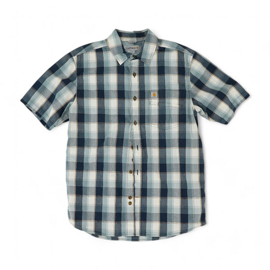 Blue Plaid Short Sleeve Button Down