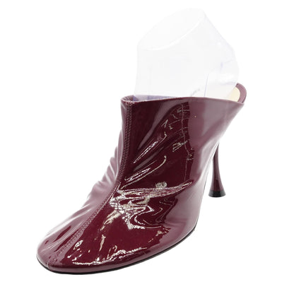 Dot Patent-Leather Mules in Burgundy