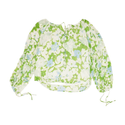 Green Floral Long Sleeve Blouse