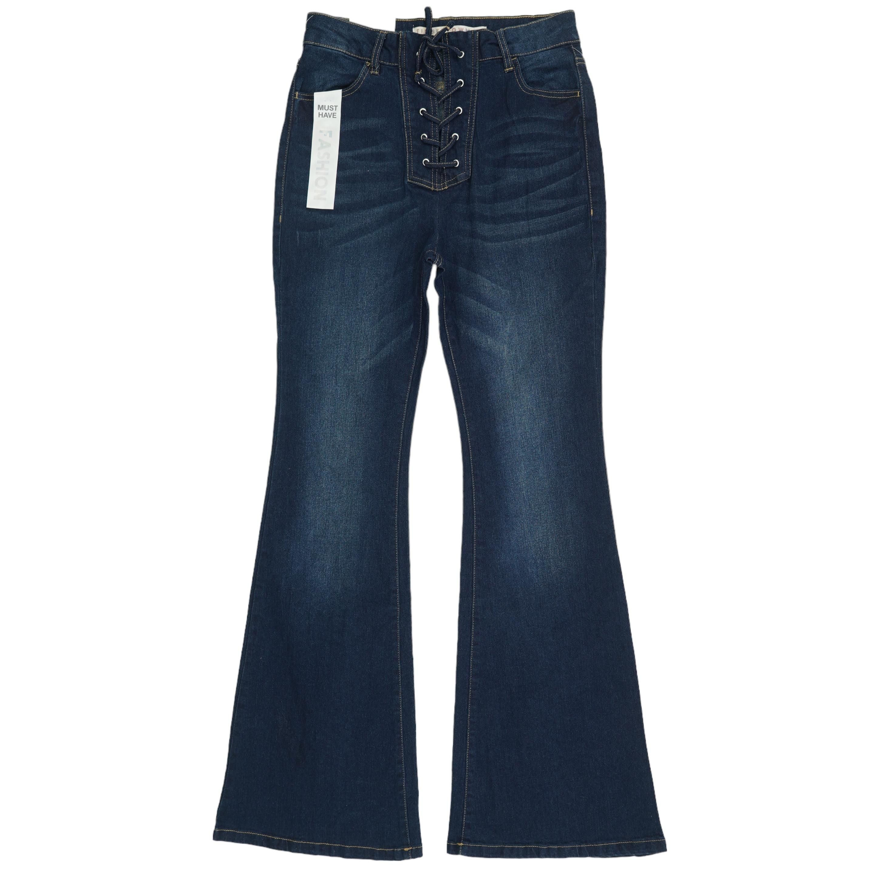 Blue Solid High Rise Bell Bottom Jeans Unclaimed Baggage