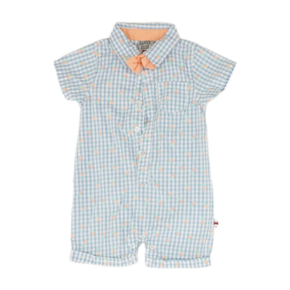 Blue Check Short Sleeve One-Piece