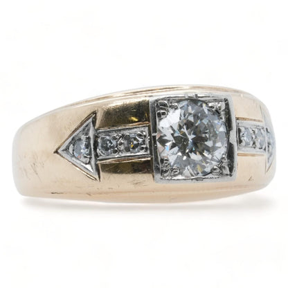 14K Gold RBC Center Diamond With Diamond Accents Band