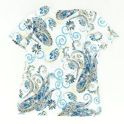 White Paisley Short Sleeve Blouse