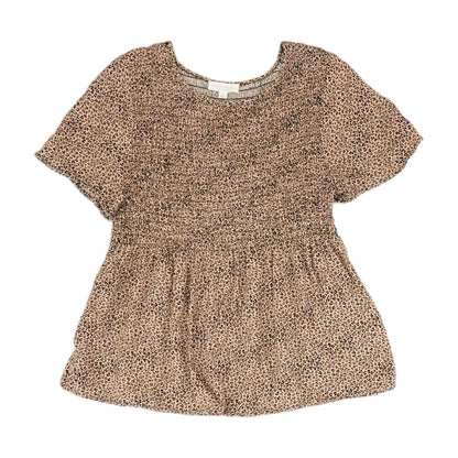 Tan Animal Print Short Sleeve Blouse