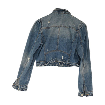 Blue Solid Denim Jacket