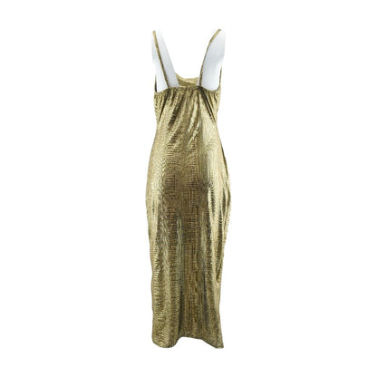 Gold Solid Midi Dress