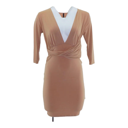 Tan Solid Midi Dress