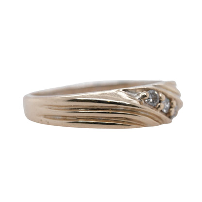 14K Gold Three Round Diamond Band