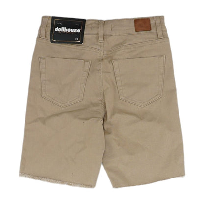 Brown Solid Denim Shorts